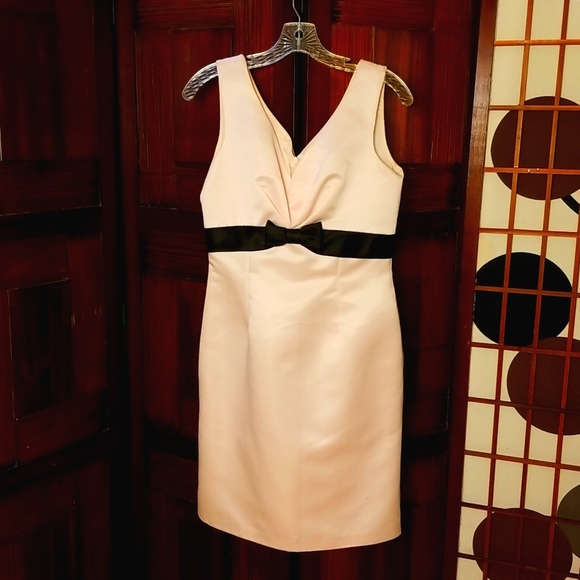 Arden B satin pink dress with black bow size 9. SO CUTE! Very Audrey Hepburn - Picture 1 of 6